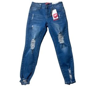 HOT KISS Distressed Low Rise Skinny Jeans Size 7